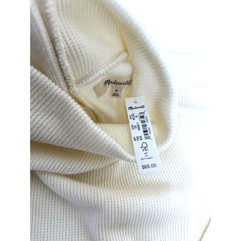 Madewell Button Back Mock Neck Off-White Long Sleeve Sweater Size Medium NWT $65 - Picture 6 of 8